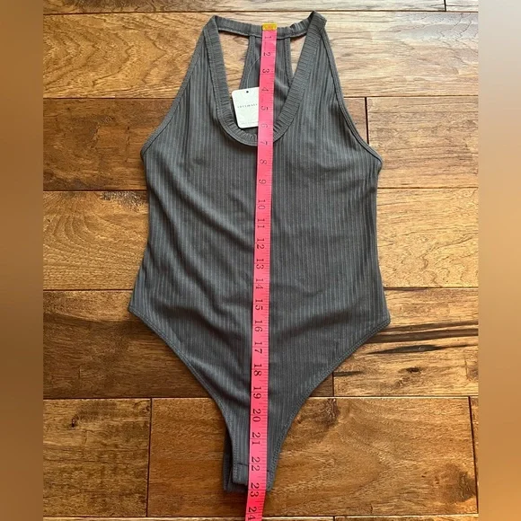 NWT Free People Speed Dial Ribbed Bodysuit in Grey, XS - Picture 14 of 16